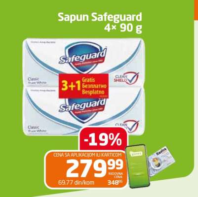 Sapun Safeguard 4×90 g