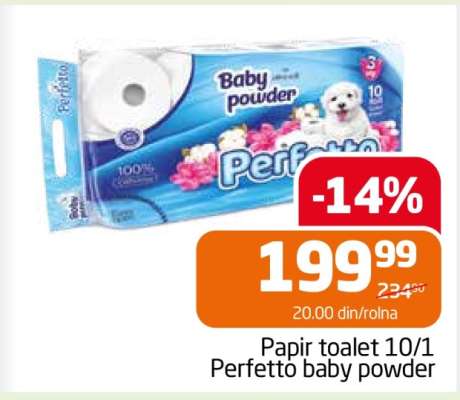 Papír toalet 10/1 Perfetto baby powder