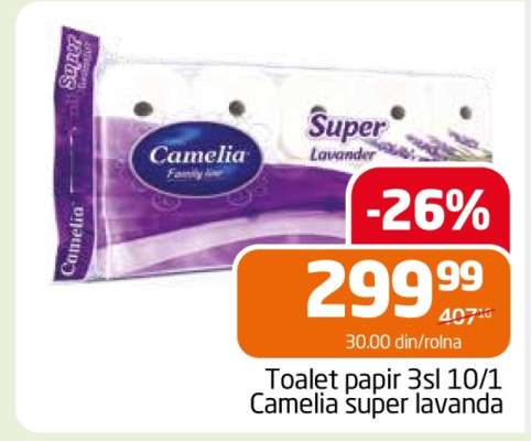 Toalet papir 3sl 10/1 Camelia super lavanda