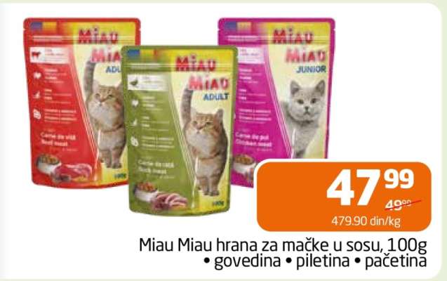 Miau Miau hrana za mačke u sosu, 100g