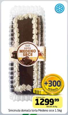 Smrznuta domaća torta Medeno srce 1.5kg