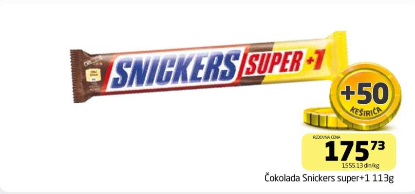 Čokolada Snickers super+1 113g