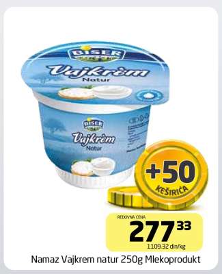 Namaz Vajkrem natur 250g Mlekoprodukt