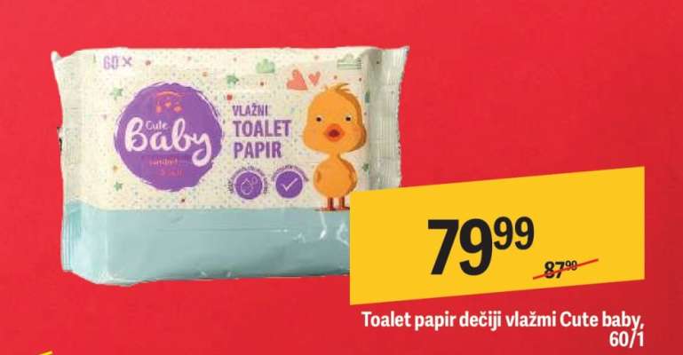 Toalet papir dečiji vlažmi Cute baby, 60/1