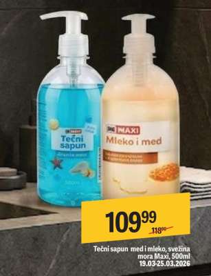 Tečni sapun med i mleko, svežina mora Maxi