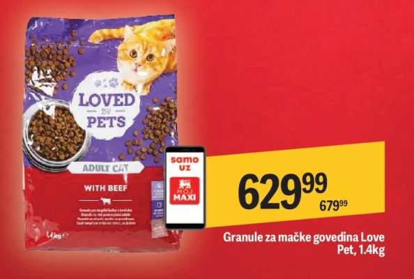Granule za mačke govedina Love Pet, 1.4kg
