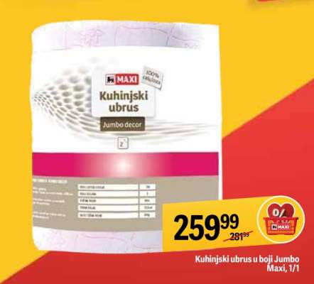 Kuhinjski ubrus u boji Jumbo Maxi, 1/1