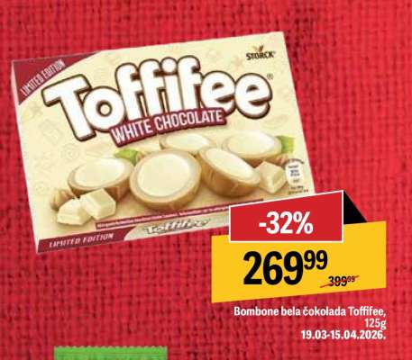 Bombone bela čokolada Toffifee 125g