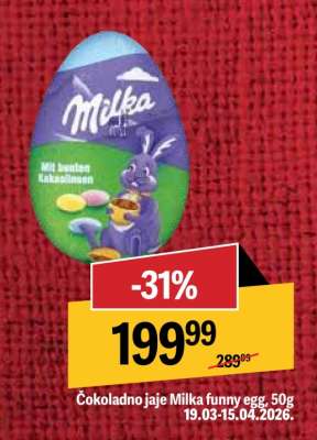Čokoladno jaje Milka funny egg , 50g
