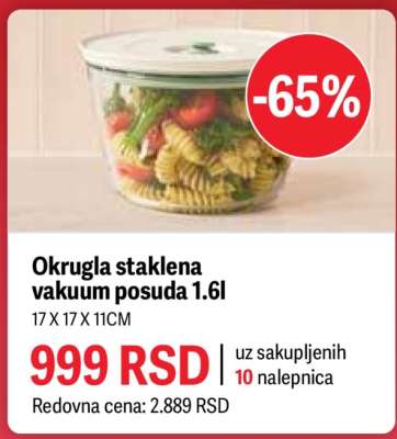 Okrugla staklena vakuum posuda 1.6l