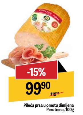 Pileća prsa u omotu dimljena Perutnina, 100g