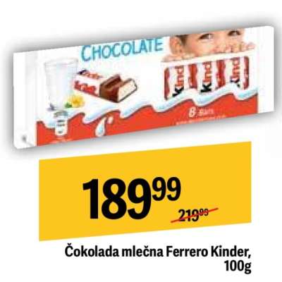 Čokolada mlečna Ferrero Kinder 100g
