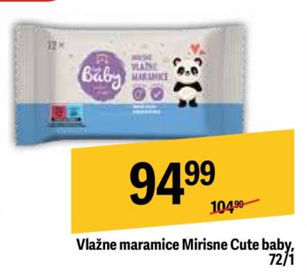 Vlažne maramice Mirisne Cute baby, 72/1