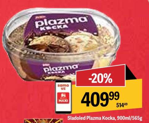 Sladoled Plazma Kocka 900ml 565g