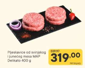 Pljeskavice od svinjskog i junećeg mesa MAP