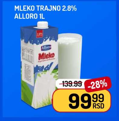 Mleko trajno 2,8% Alloro 1l