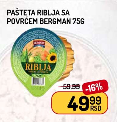 PAŠTETA RIBLJA SA POVRĆEM BERGMAN 75G
