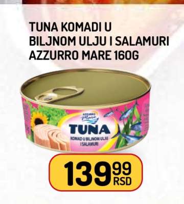 Tuna Komadi u Biljnom Ulju i Salamuri Azzurro Mare 160g