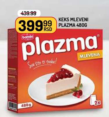 Keks mleveni Plazma 480g