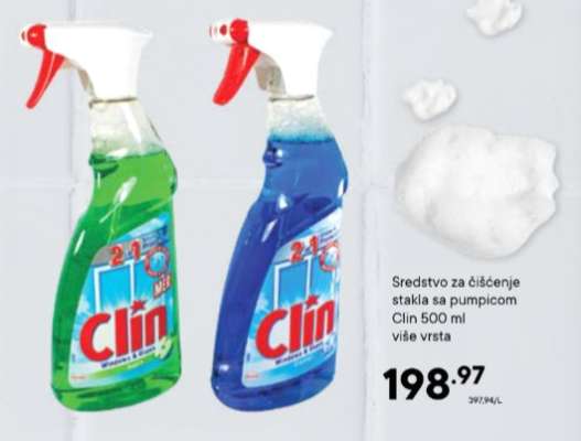 Sredstvo za čišćenje stakla sa pumpicom Clin 500 ml