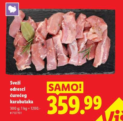 Sveži odresci ćurećeg karabataka