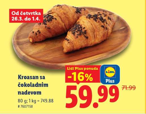 Kroasan sa čokoladnim nadevom