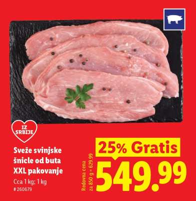 Sveže svinjske šnicle od buta XXL pakovanje