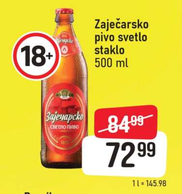Zaječarsko pivo svetlo staklo 500 ml