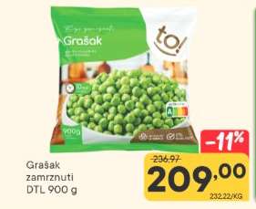 Grašak zamrznuti DTL 900 g