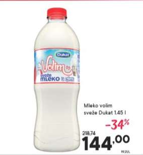 Mleko volim sveže Dukat 1.45 l