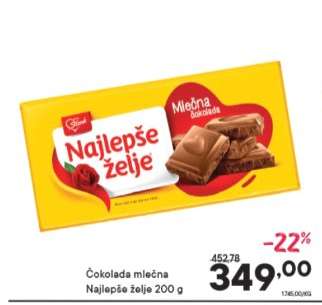 Čokolada mlečna Najlepše želje 200 g