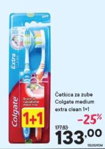Četkica za zube Colgate medium extra clean 1+1