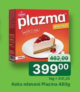 Keks mleveni Plazma 480g