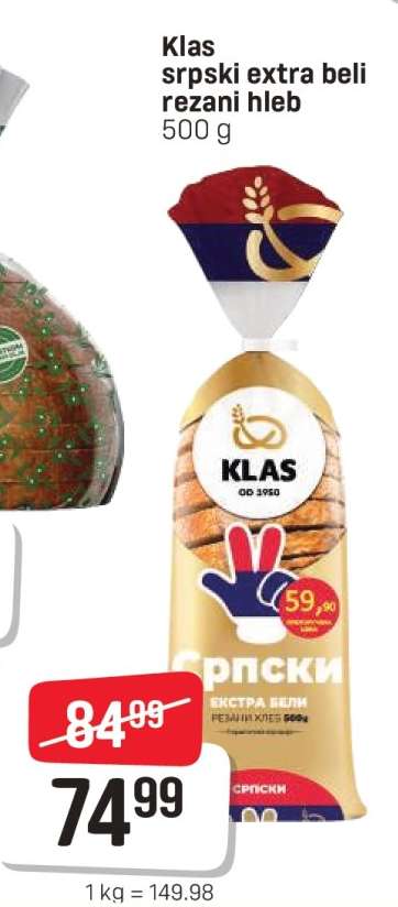 Klas srpski extra beli rezani hleb