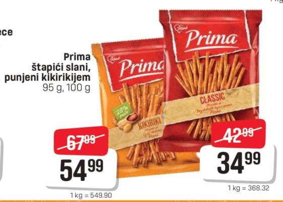 Prima štapići slani, punjeni kikirikijem