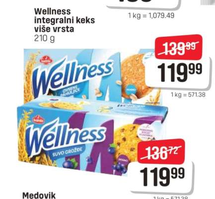 Wellness Integralni keks više vrsta