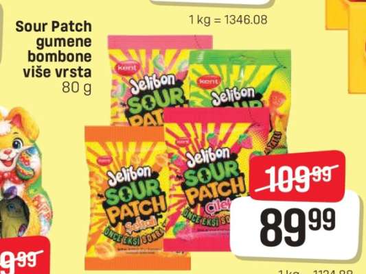 Sour patch gumene bombone
