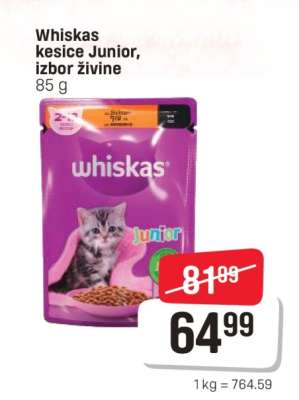 Whiskas kesice Junior, izbor živine