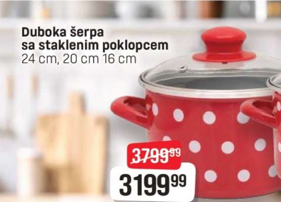 Duboka šerpa sa staklenim poklopcem