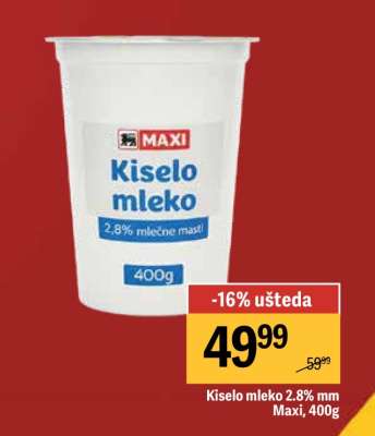 Kiselo mleko 2,8 % mm Maxi 400g