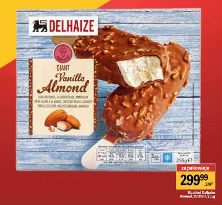 Sladoled Delhaize Almond 3x120ml 255g