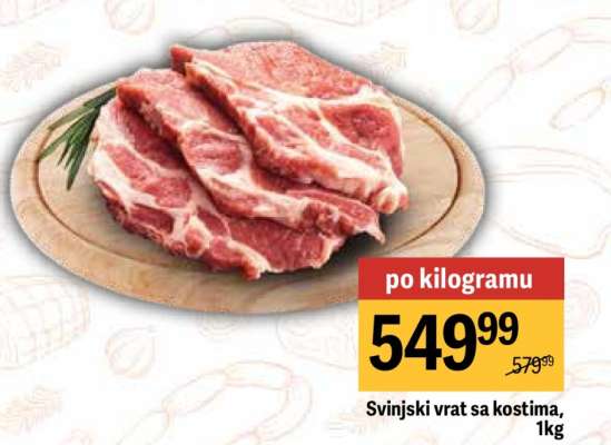 Svinjski vrat sa kostima, 1kg