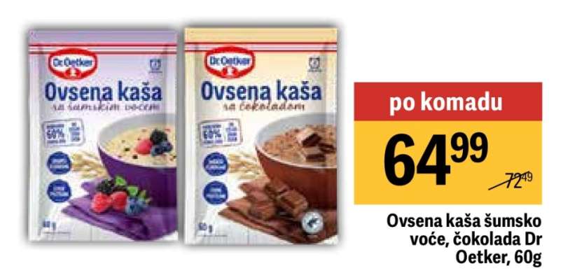 Ovsena kaša šumsko voće, čokolada Dr Oetker, 60g