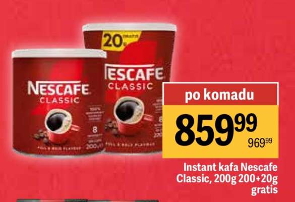 Instant kafa Nescafe Classic, 200g, 200+20g gratis