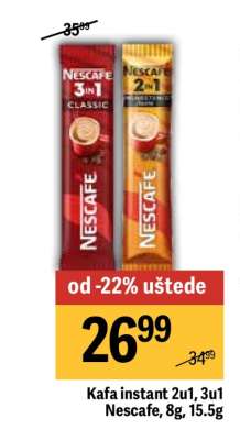 Kafa Instant 2u1, 3u1 Nescafe, 8g 15.5g
