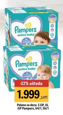 Pelene za decu 5 GP, XL GP Pampers, 64/1, 56/1