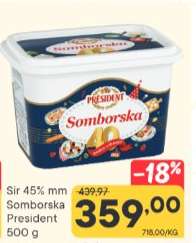 Sir 45%mm Somborska President 500 g