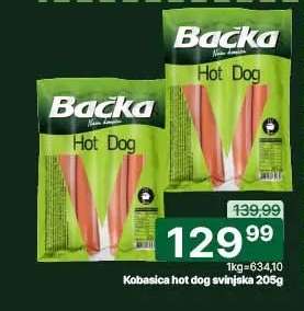 Kobasica hot dog svinjska 205g