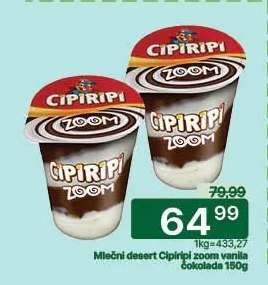 Mlečni desert Cipiripi zoom vanila čokolada 150g