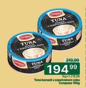 Tuna komadi u sopstvenom soku Compass 160g